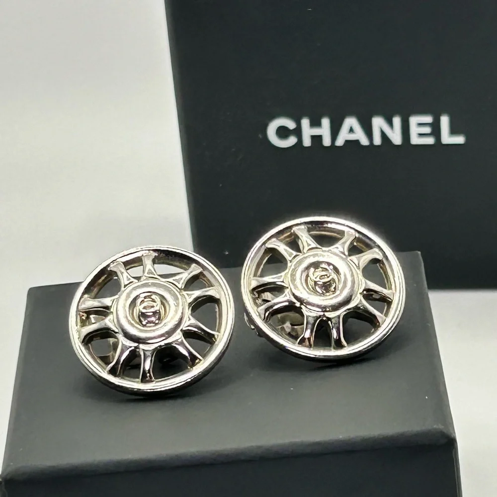 Chanel Silver Coco Mark Earrings